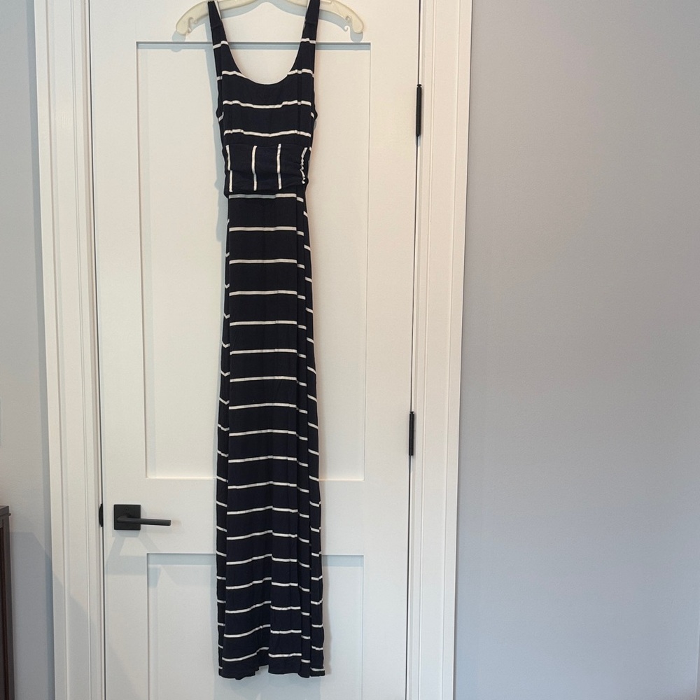 Striped Blue and White Maxi Maternity Dress Size Medium
